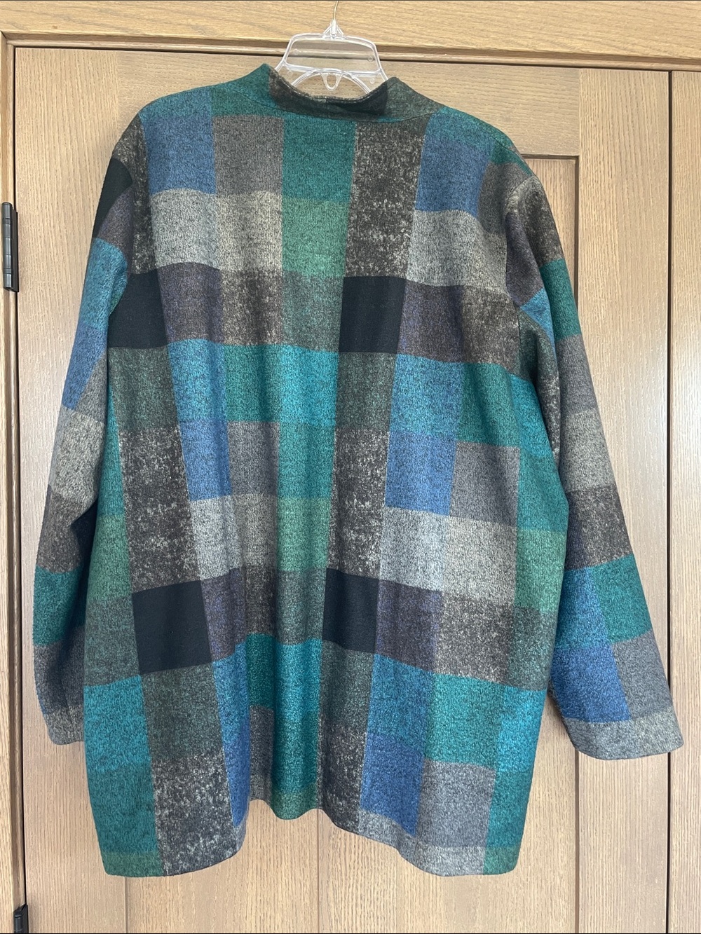 Coldwater Creek Teal & Forest Green Plaid Size 3X Open-Front Cardigan Jacket - Picture 3 of 9
